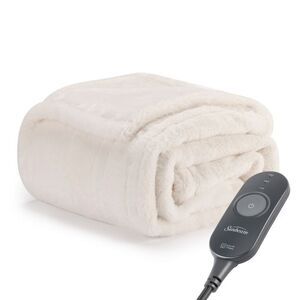 Sunbeam -  50"x60" Heated Throw Blanket 3 Heat Settin White